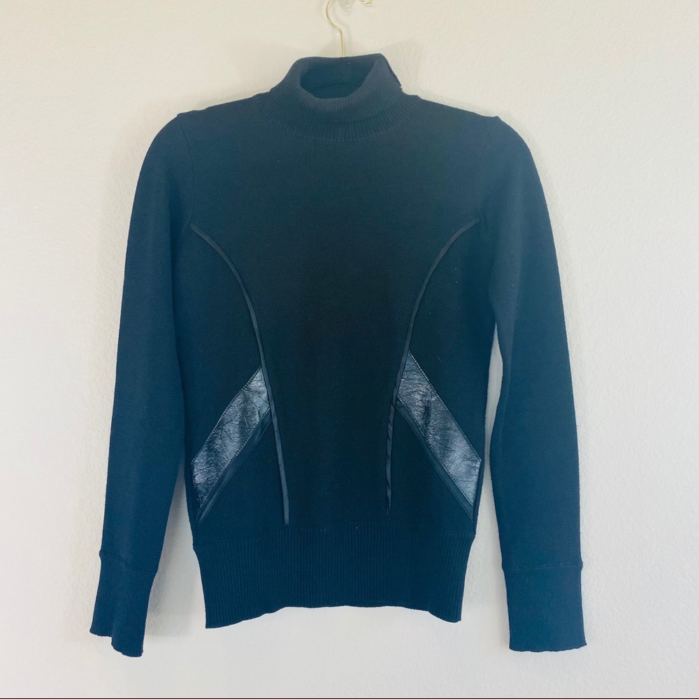 Versace Jeans Couture Black Leather Turtleneck XS
